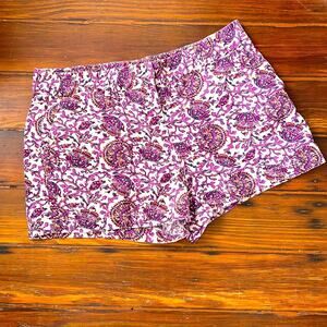 LOFT linen cotton blend printed flat front chino shorts sz 8